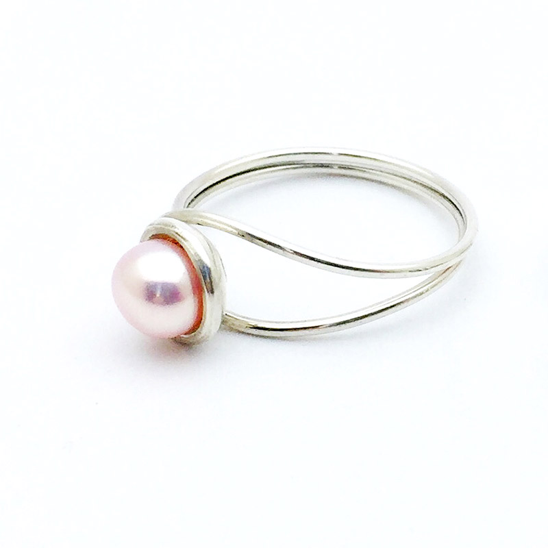 Bague argent avec perle — Evelyne Thiéry