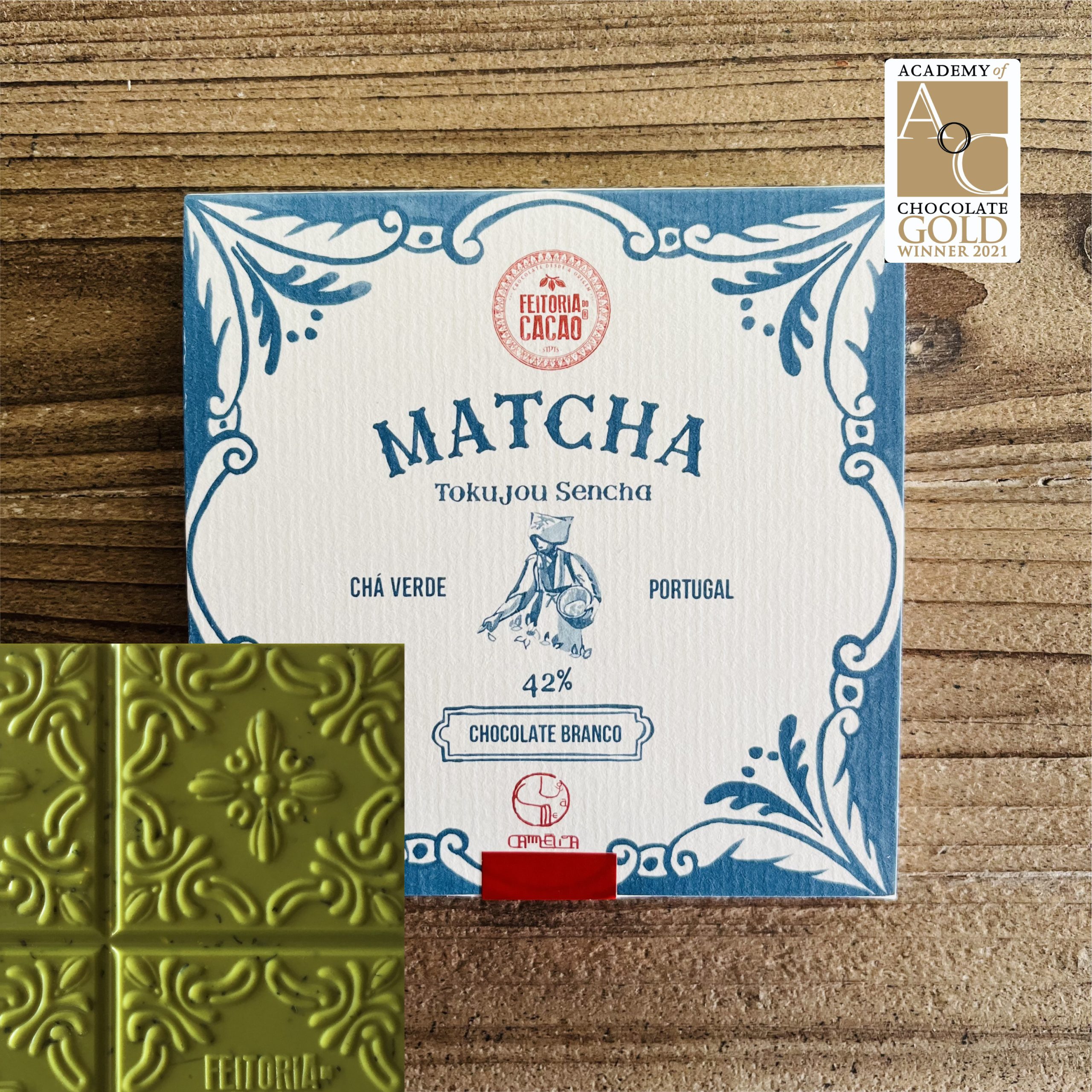 Chocolate Branco 42% + Matcha & Tokujou Sencha — Feitoria do Cacao