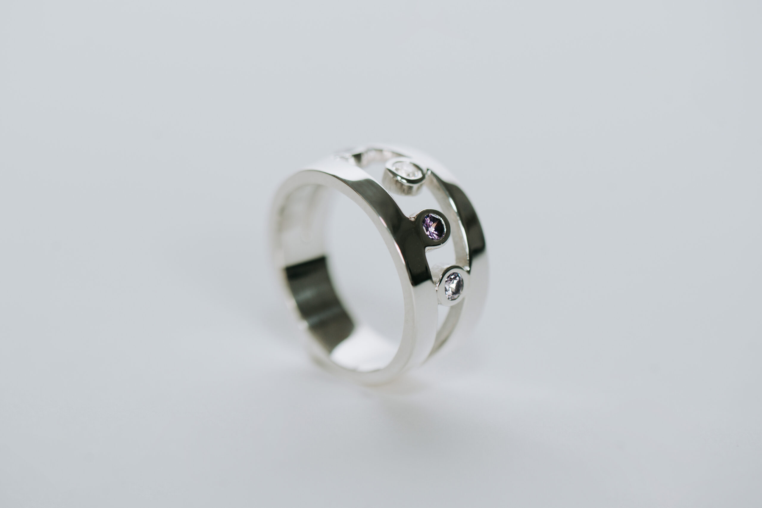 Bague Argent Massif Améthyste Diamant — LS Joaillerie
