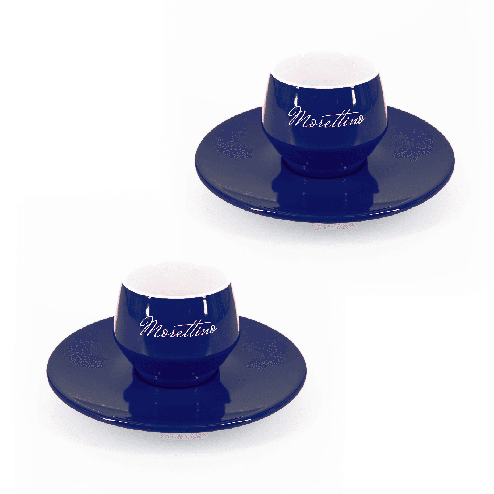 2 Tazze da Caffè Morettino con piattino in porcellana Made in Italy – blu — Morettino