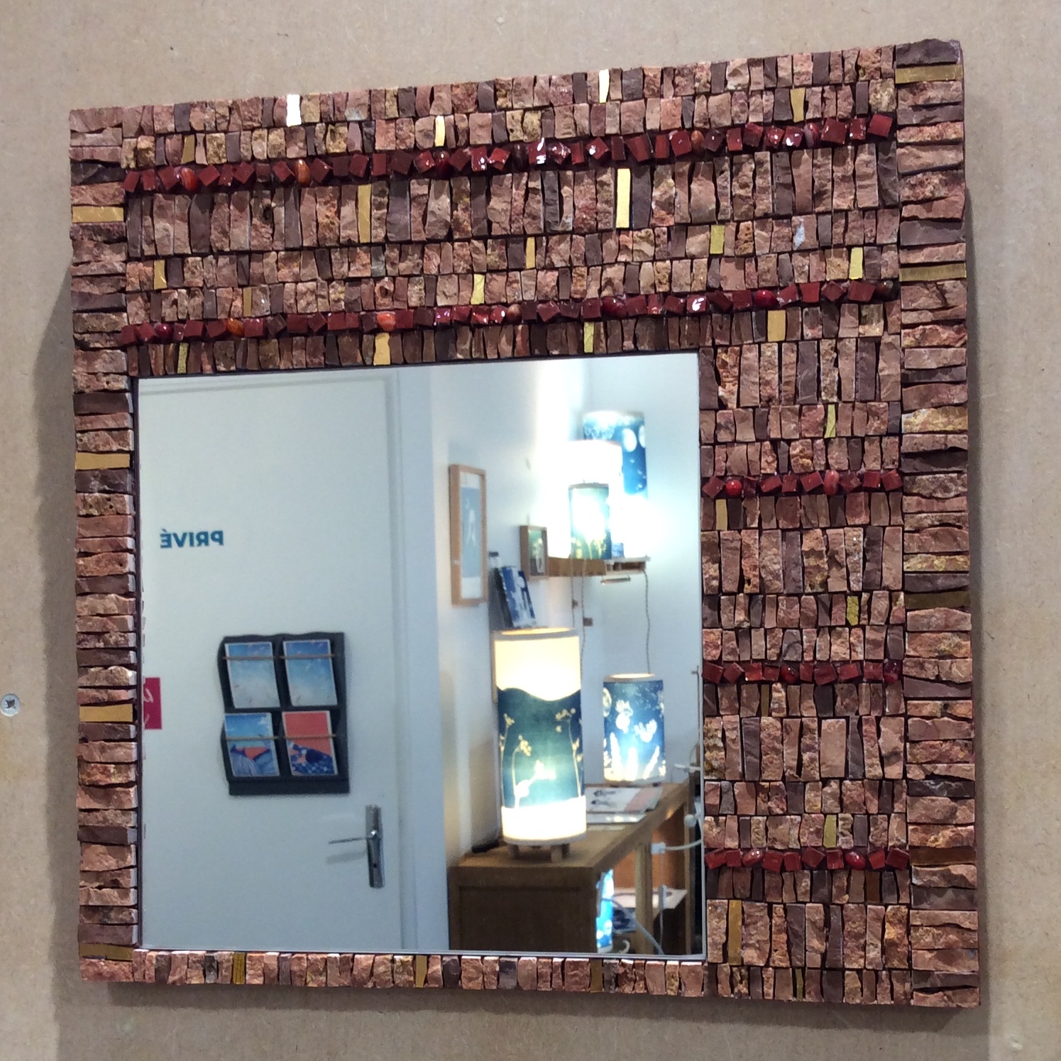 Miroir carré mosaïque ocre — Muséa mosaïque
