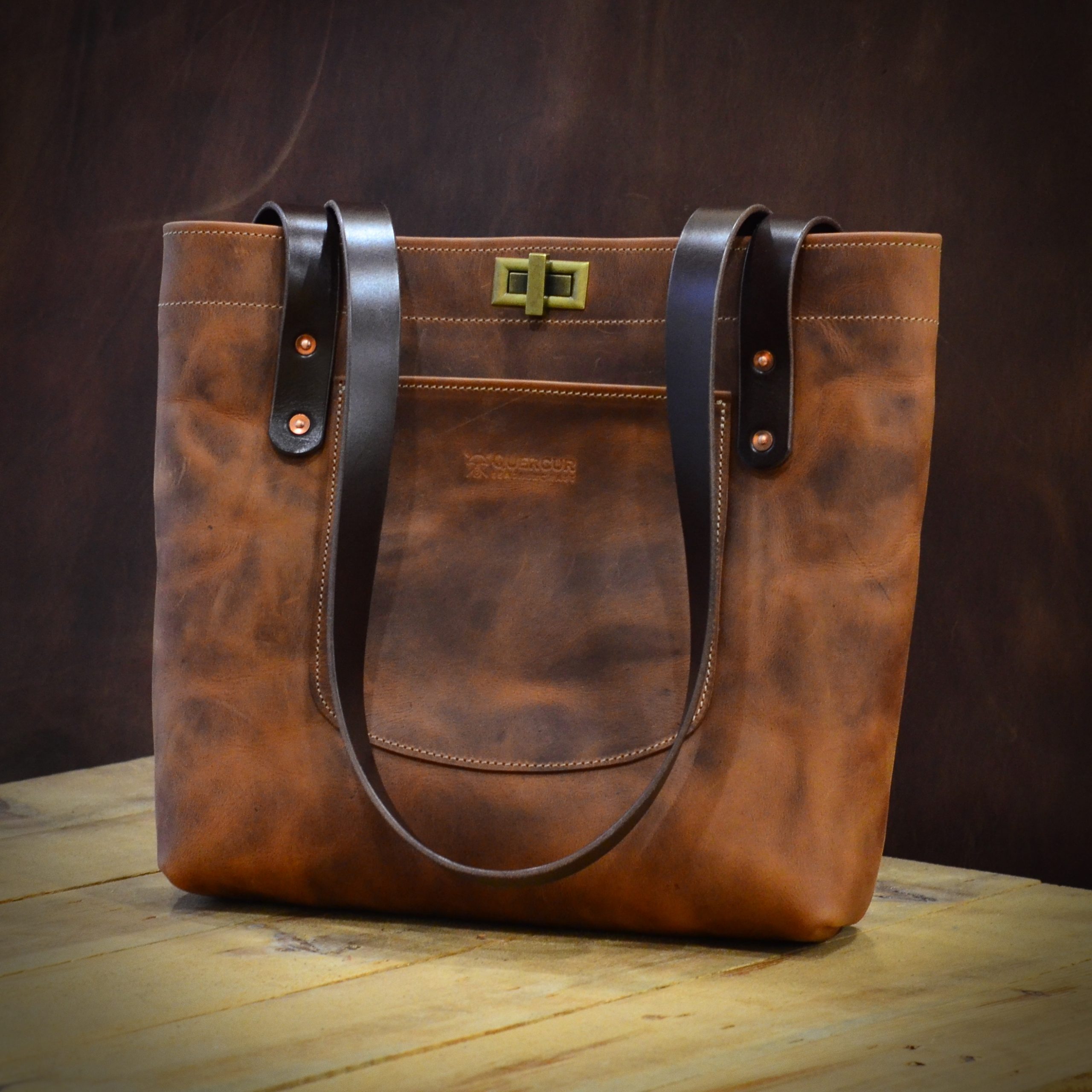 Bolso Tote Bag en marrón envejecido — Quercur Leathercraft