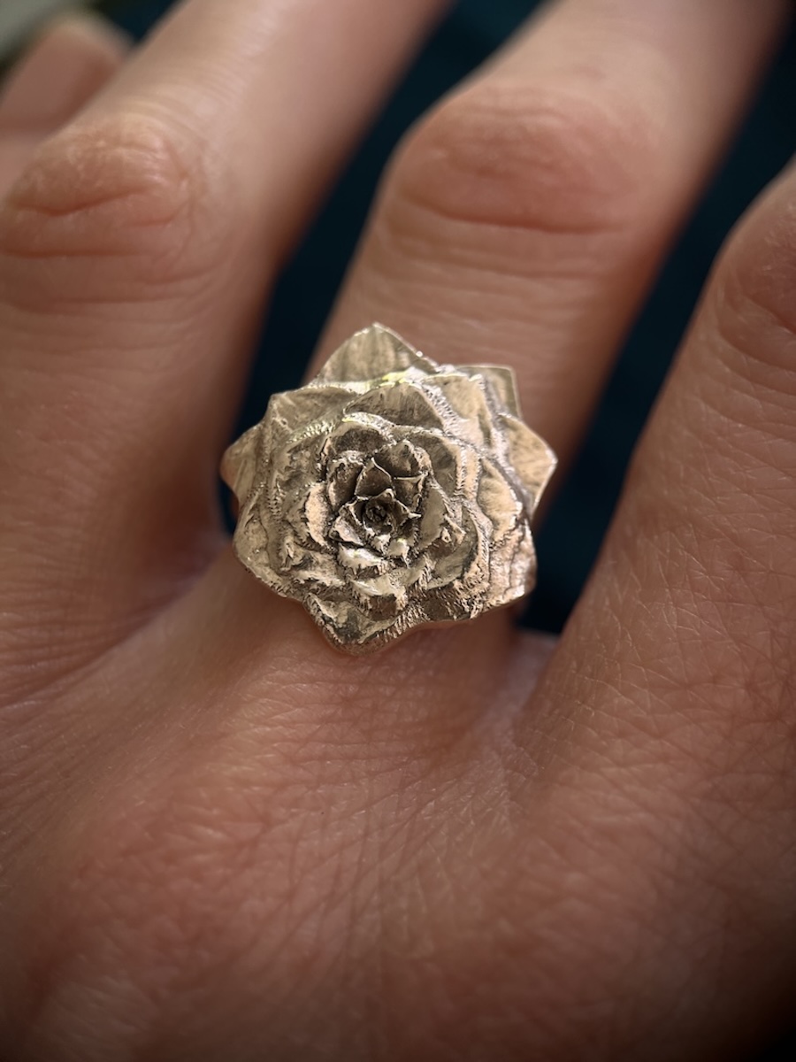 Bague Aéonium La Solaire – Argent massif recyclé, empreinte végétale artisanale — Siana Swieca Bijoux
