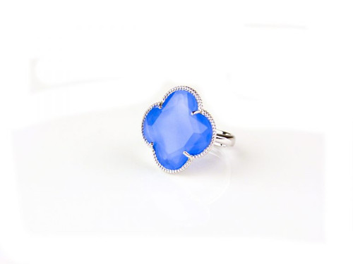 Fiori ring in zilver blauw — Kirstie Louwers Edelsmid