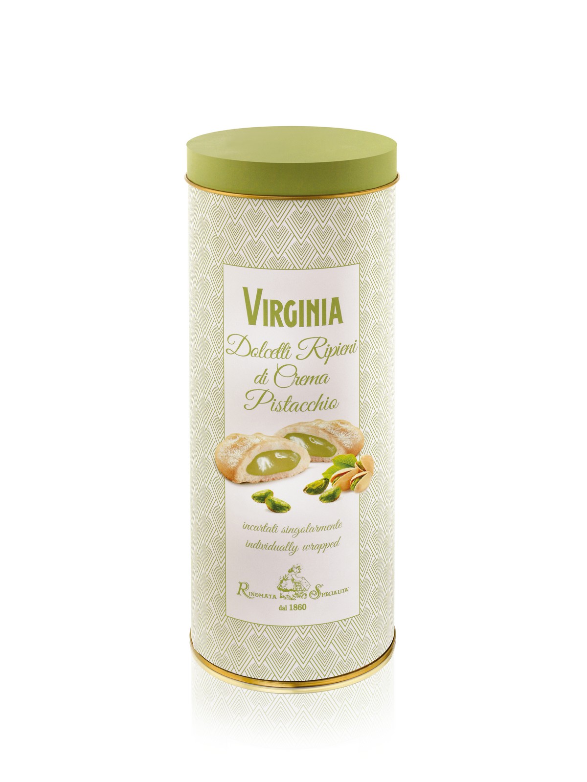 Cuorpistacchio metallo tondo ( ) — Amaretti Virginia