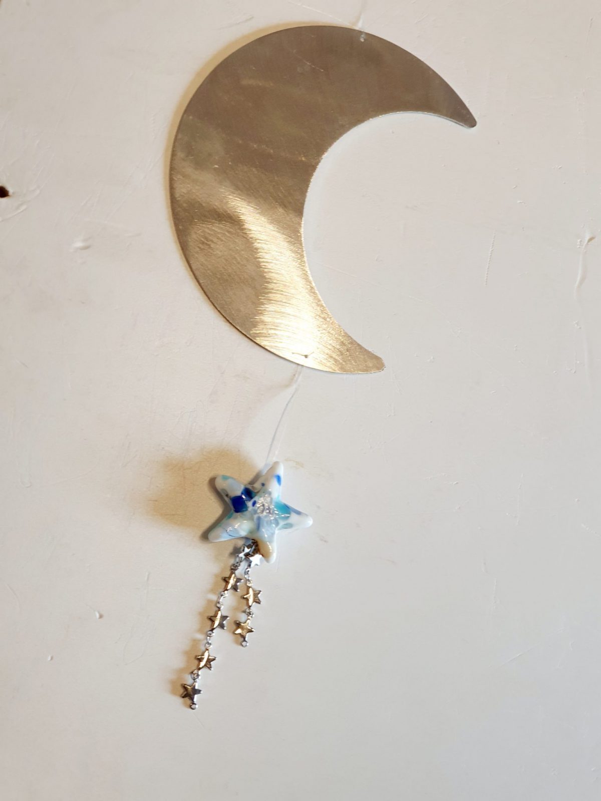 Suspension lune et étoile filante verre – Made in France — Cendrine M. Fileuse de verre