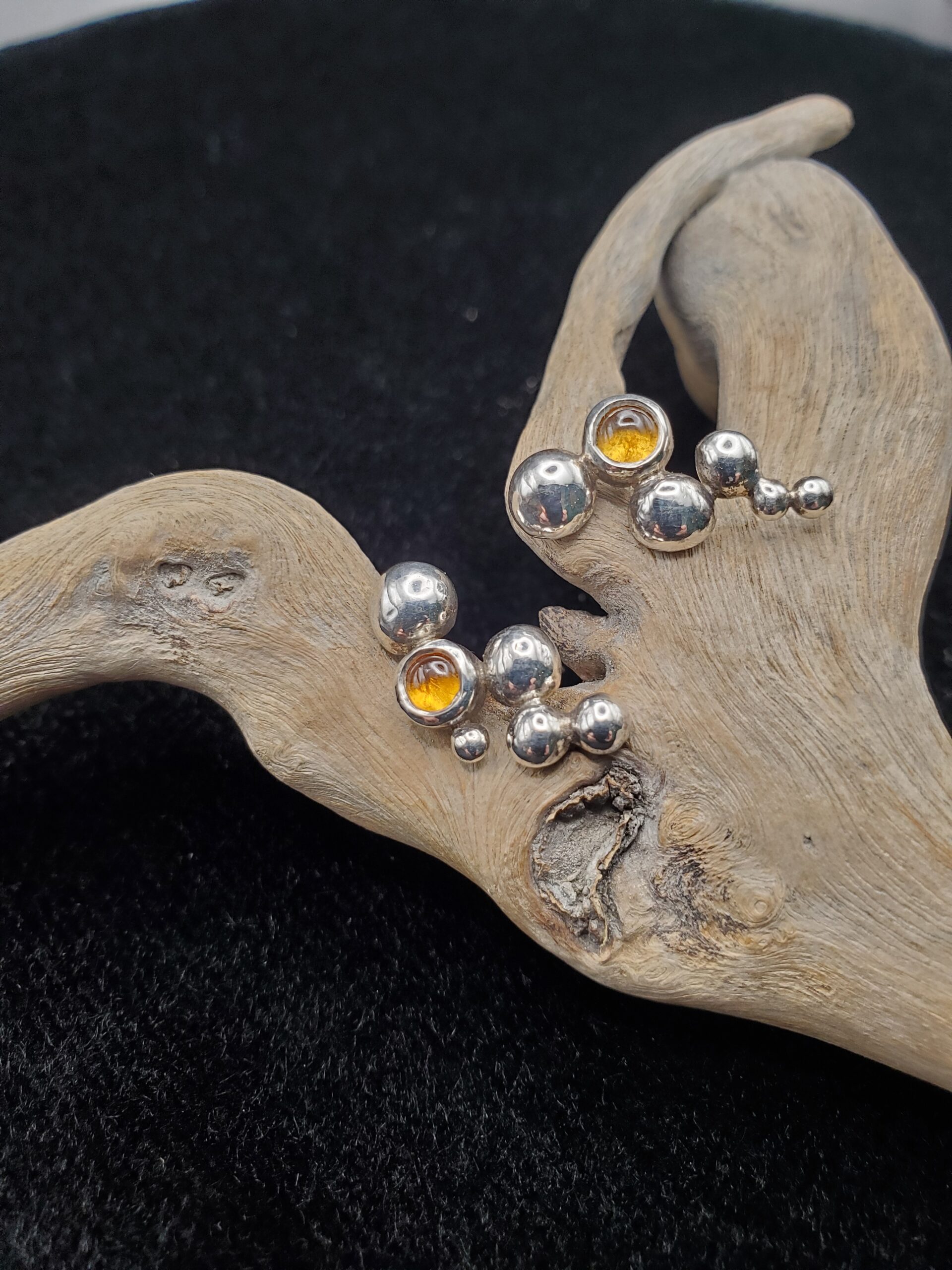 Boucles d’oreilles « bulles » en argent et citrines miel — Blanche Baudouin