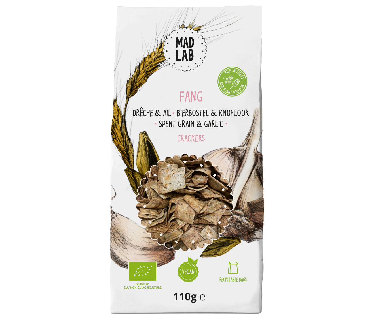 Crackers à la drêche et à l'ail — MAD LAB
