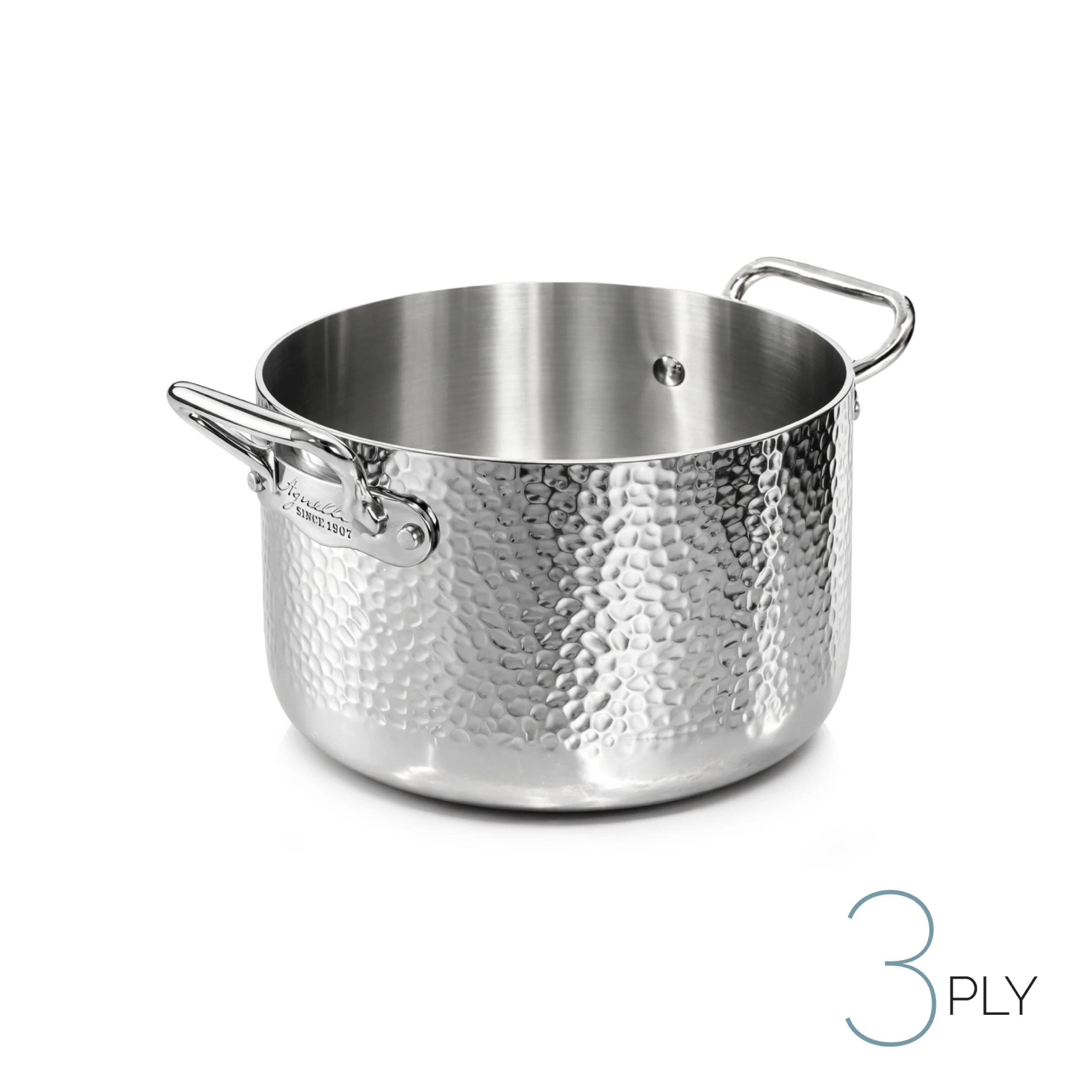 Casseruola alta in Aluinox 3ply Martellato con 2 Maniglie in Acciaio Inox — Pentole Agnelli