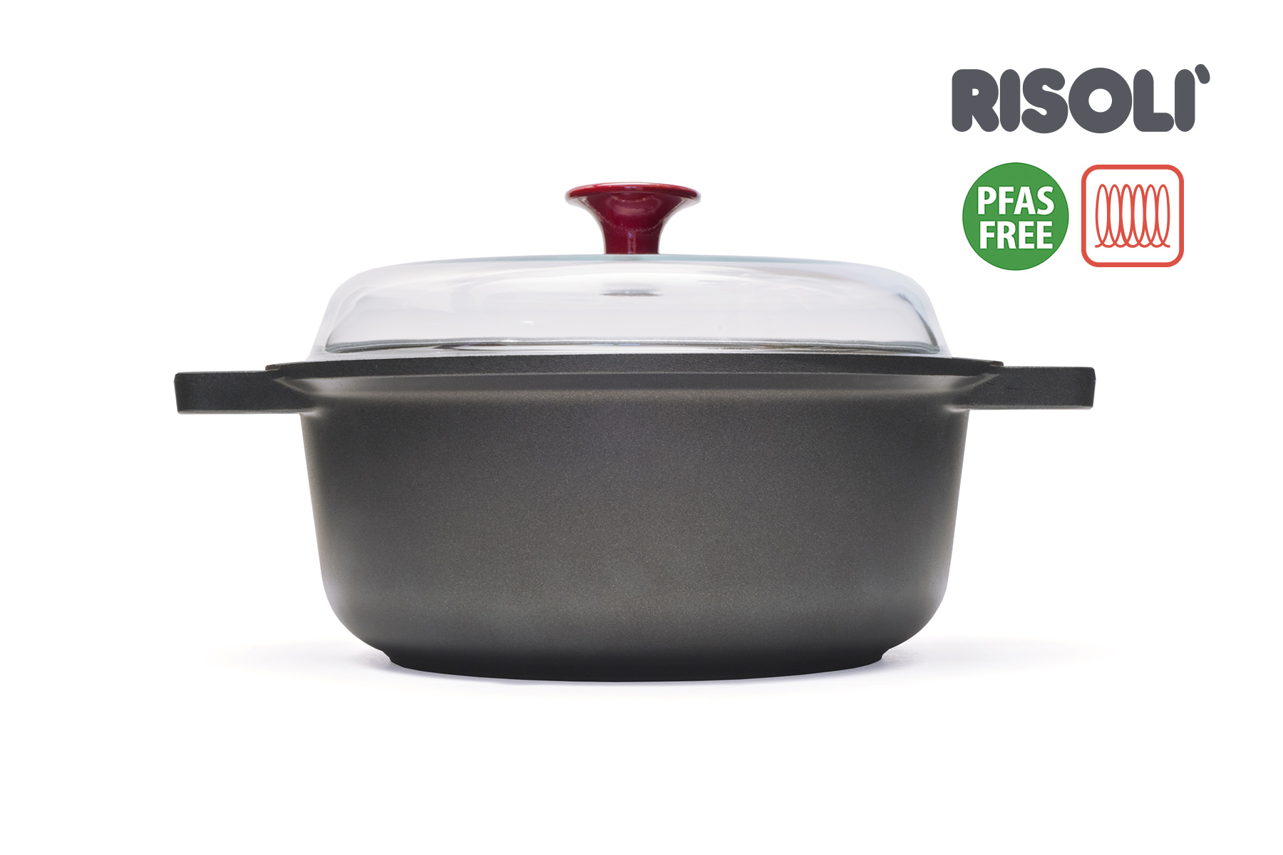 Casseruola Induzione cm 24 con coperchio vetro temperato Vinum Bioceramic XR3 PFAS FREE — Risolì